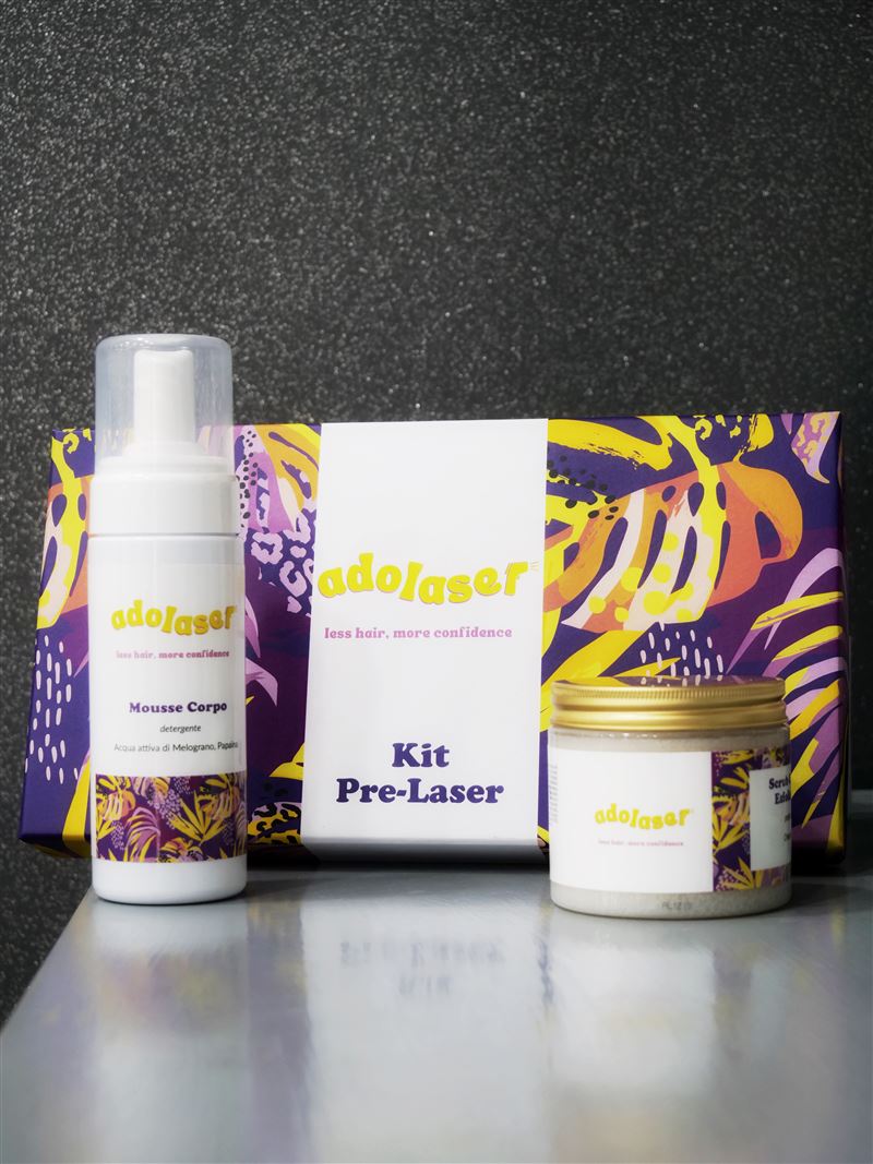 Kit Pre-Laser Adolaser con emulsione lenitiva e scrub corpo